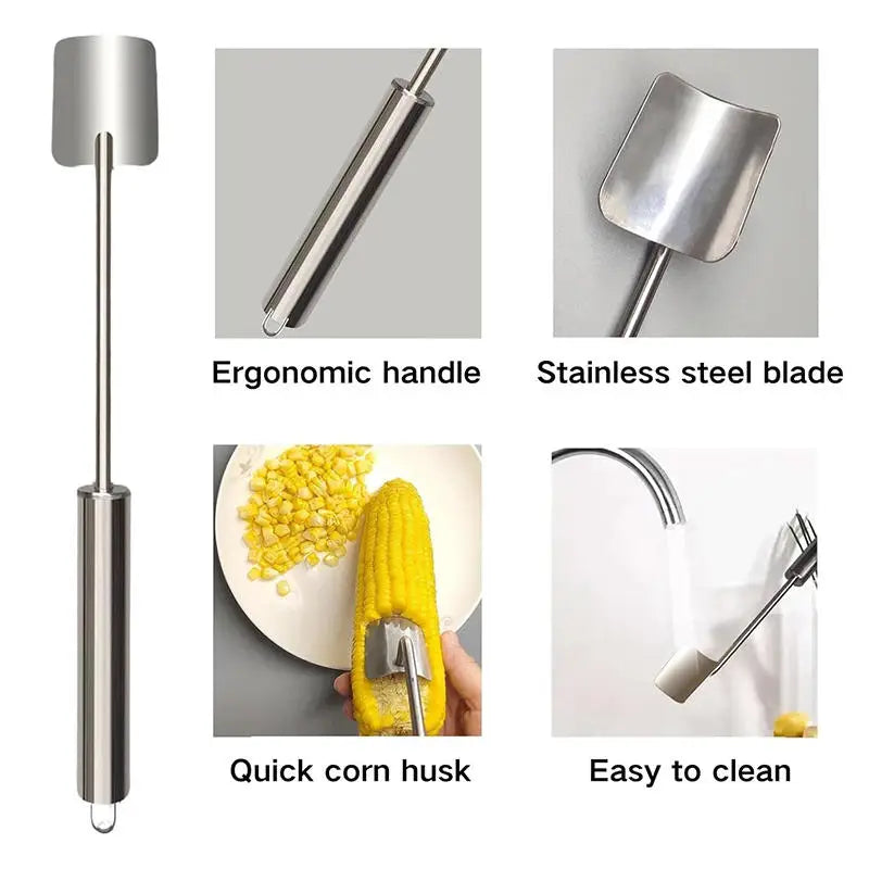 Corn Planer Stainless Steel Corns Thresher Peelers Corn Cob Stripper Cutter with Ergonomic Handle Kitchen Gadgets for Home BBQ