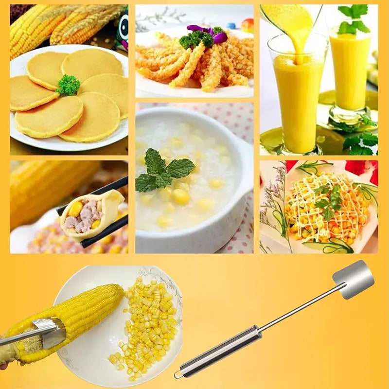 Corn Planer Stainless Steel Corns Thresher Peelers Corn Cob Stripper Cutter with Ergonomic Handle Kitchen Gadgets for Home BBQ