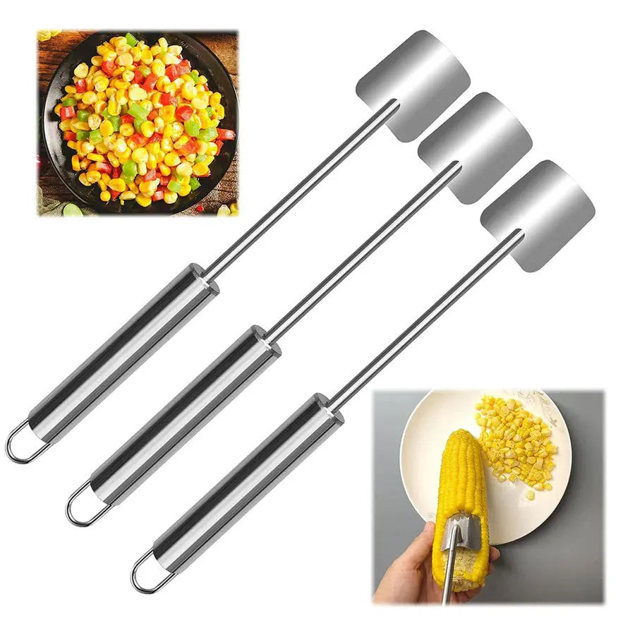 Corn Planer Stainless Steel Corns Thresher Peelers Corn Cob Stripper Cutter with Ergonomic Handle Kitchen Gadgets for Home BBQ