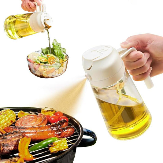 2 in 1 Olive Oil Dispenser Bottle for Kitchen, 16Oz/470Ml Premium Glass Oil Bottle - Utensils